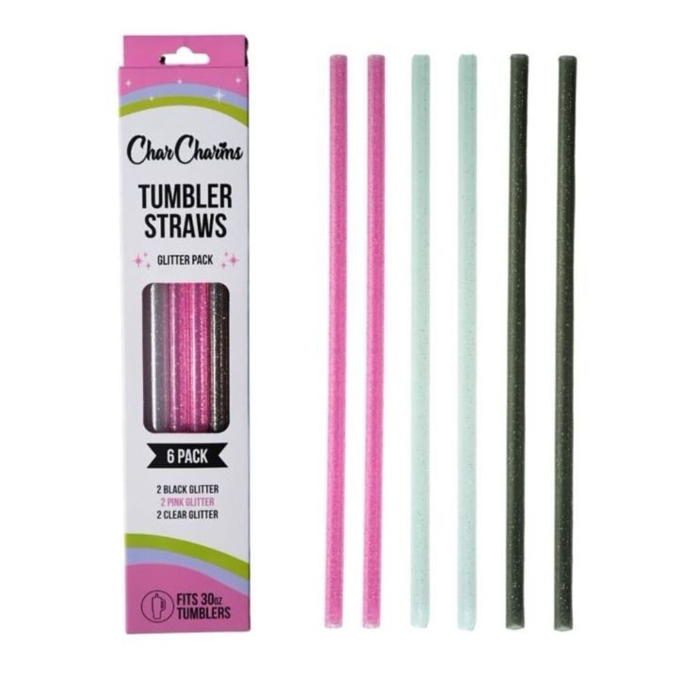 New CharCharm glitter 30 ounce reusable straws (Stanley/ yeti) 6 pack